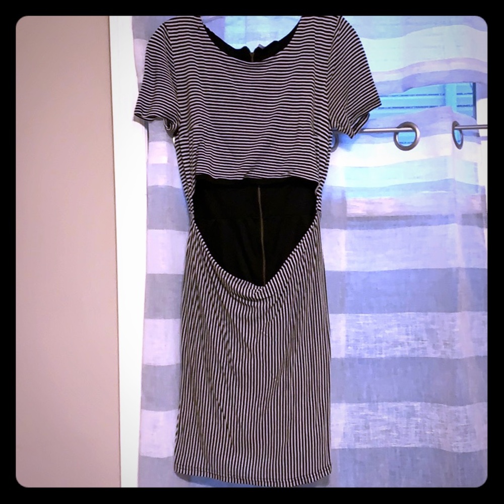 Striped Midi Dress with Cut out